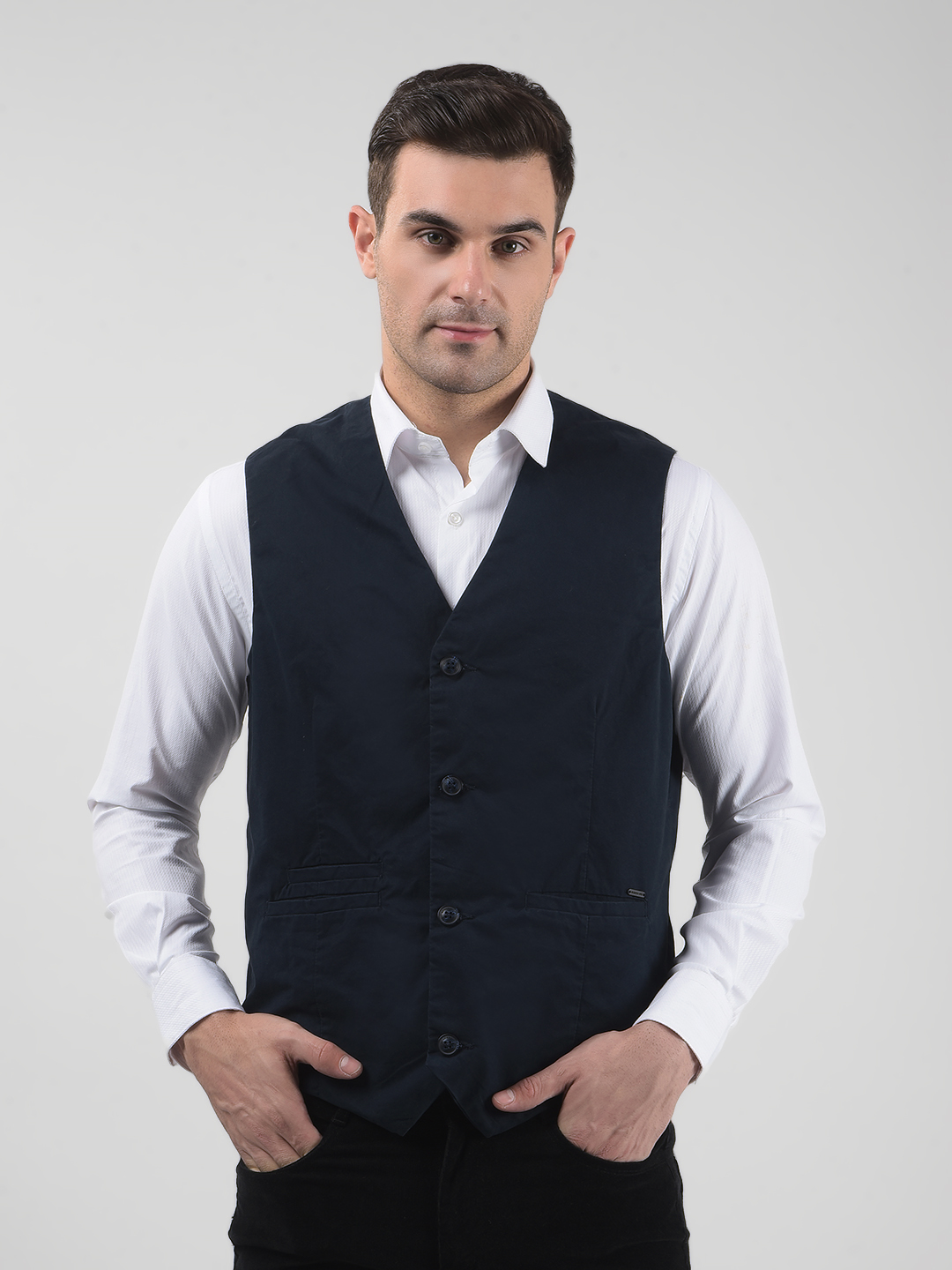 Numero Uno Men Solid Navy Waistcoat